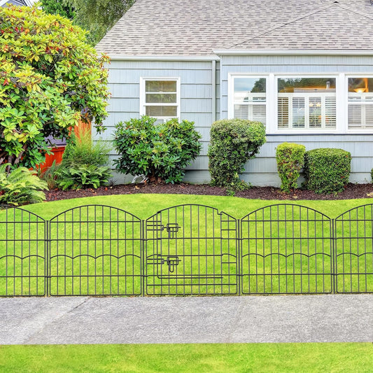 Decorative Garden Fence 12 Panels 24ft (L)×24in (H) Metal Garden Fences with 11 Panels + 1 Gate, No Dig Animal Barrier Fencing Rustproof Wire Border Temporary Dog Fence for Patio Outdoor Yard Lawn