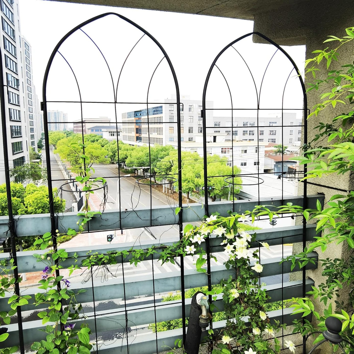 Metal Garden Trellis Rustproof Trellis for Climbing Plants Outdoor Flower Support (Black-4 Pack, 78.7"x19.7")