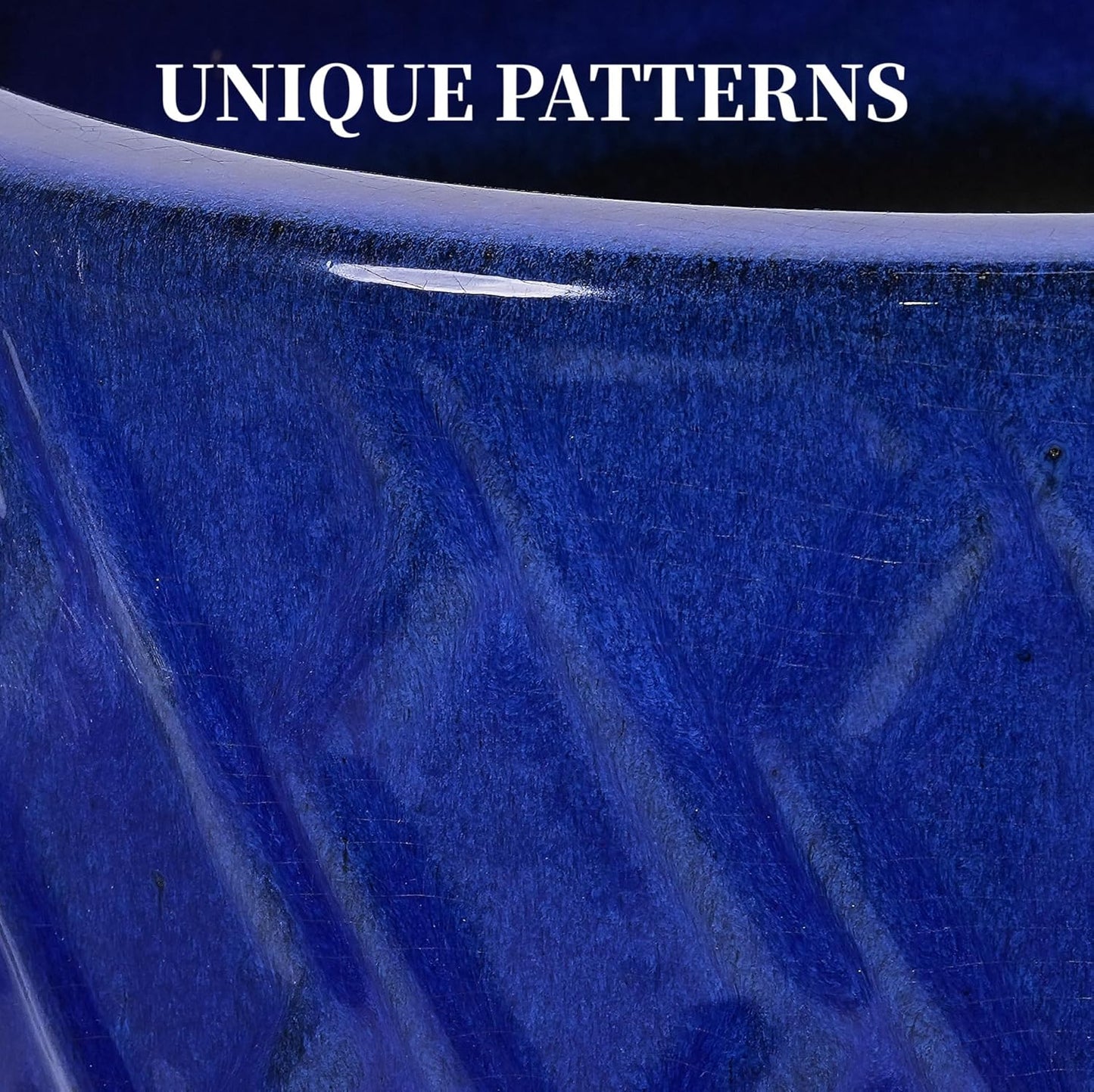 Large Ceramic Planter Pot 21 Inch, Tall Plante Pots Decorative Flower Pot with Diamond Textured Pattern and Drainage for Indoor Outdoor Plants (Dark Blue)