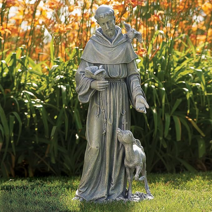 Joseph's Studio by Roman, 36.5" H St. Francis with a Fawn Garden Statue, Religious Outdoor Decor