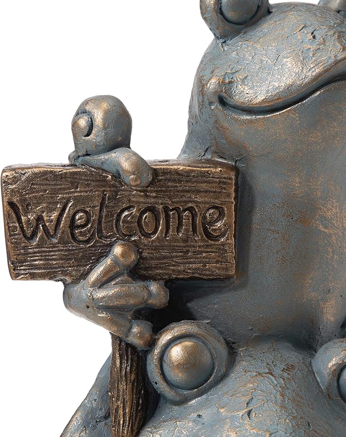 Glitzhome Stacked Frog Outdoor Statue Large Garden Sculpture Decoration, 28" H, Bronze