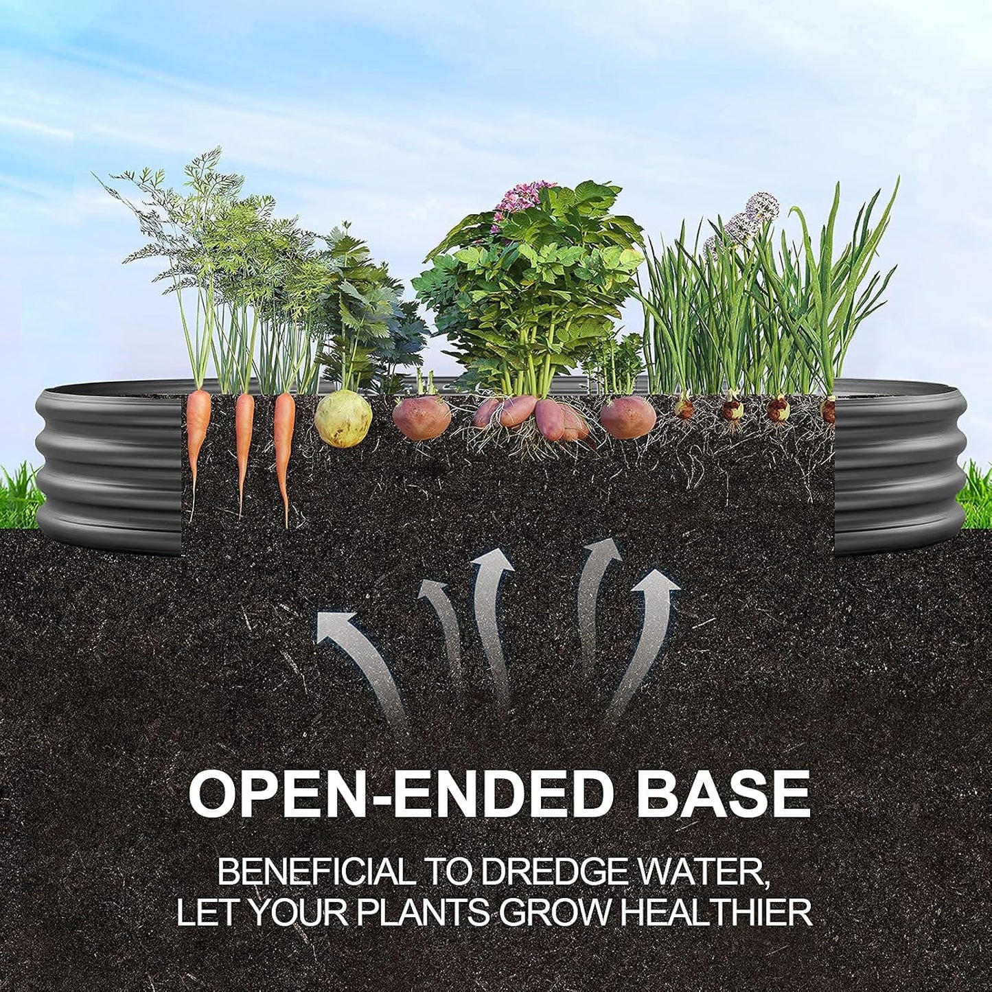 Land Guard 8×4×1 ft Galvanized Raised Garden Bed Kit，Raised Garden Boxes Outdoor, Oval Metal Raised Garden Beds for Vegetables（Grey）………