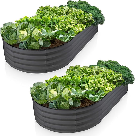 Galvanized Raised Garden Beds Outdoor // 6×3×1 ft (2-Pack) Planter Raised Beds for Gardening, Vegetables, Flowers // Large Metal Garden Box // Patented Tool-Free Design (Gray)