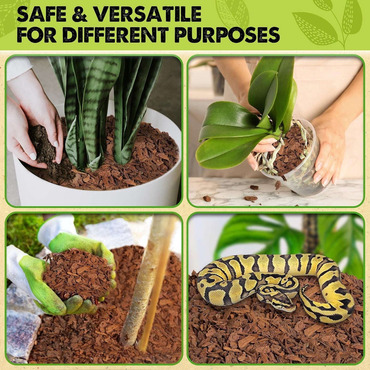 DUSPRO Orchid Bark Bulk, Fine Orchid Bark for Plants, Optimal Texture Bark for Orchids, Ideal Wood Chips for Plants, Plant Bark for Potting, bark Soil for Plants (5 qts)