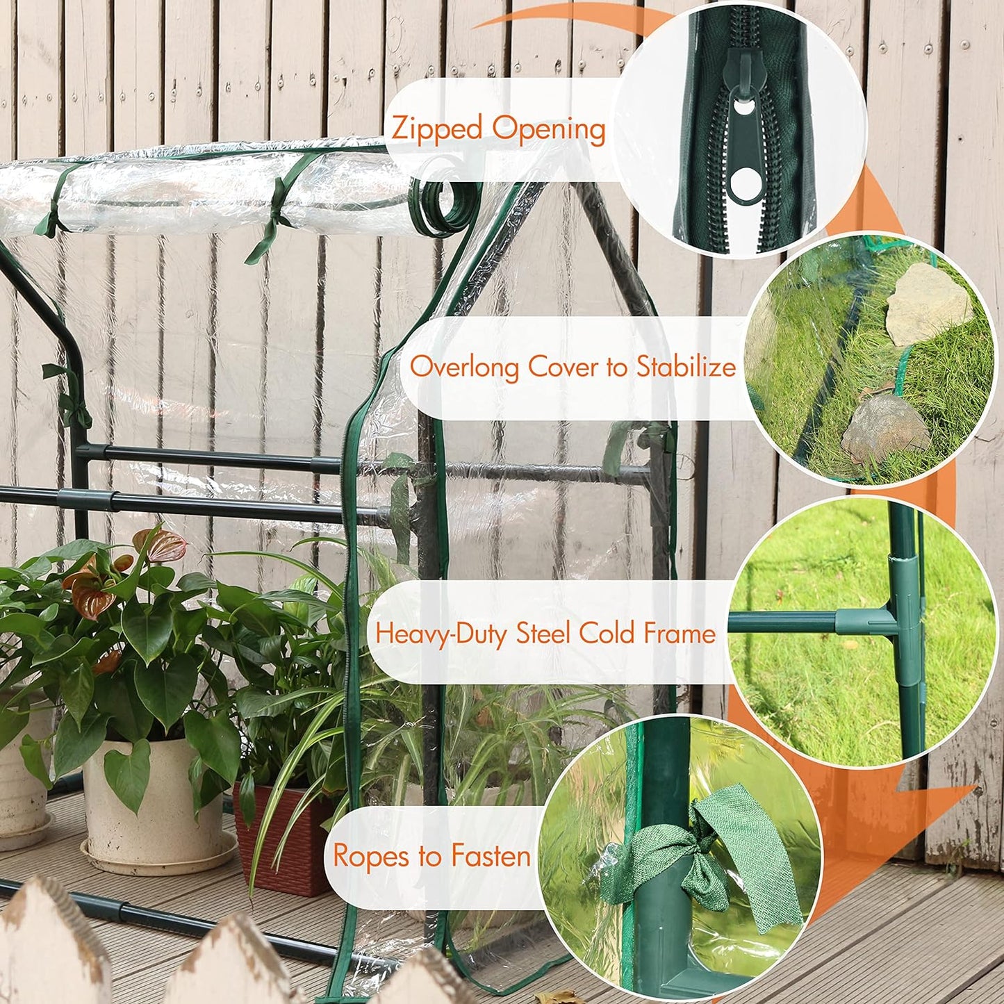 Gardzen Mini Greenhouse Heavy Duty Portable Green House, Clear Tent Indoor or Outdoor for Plants 36.2”(L) x18.9”(W) x33.3”(H)