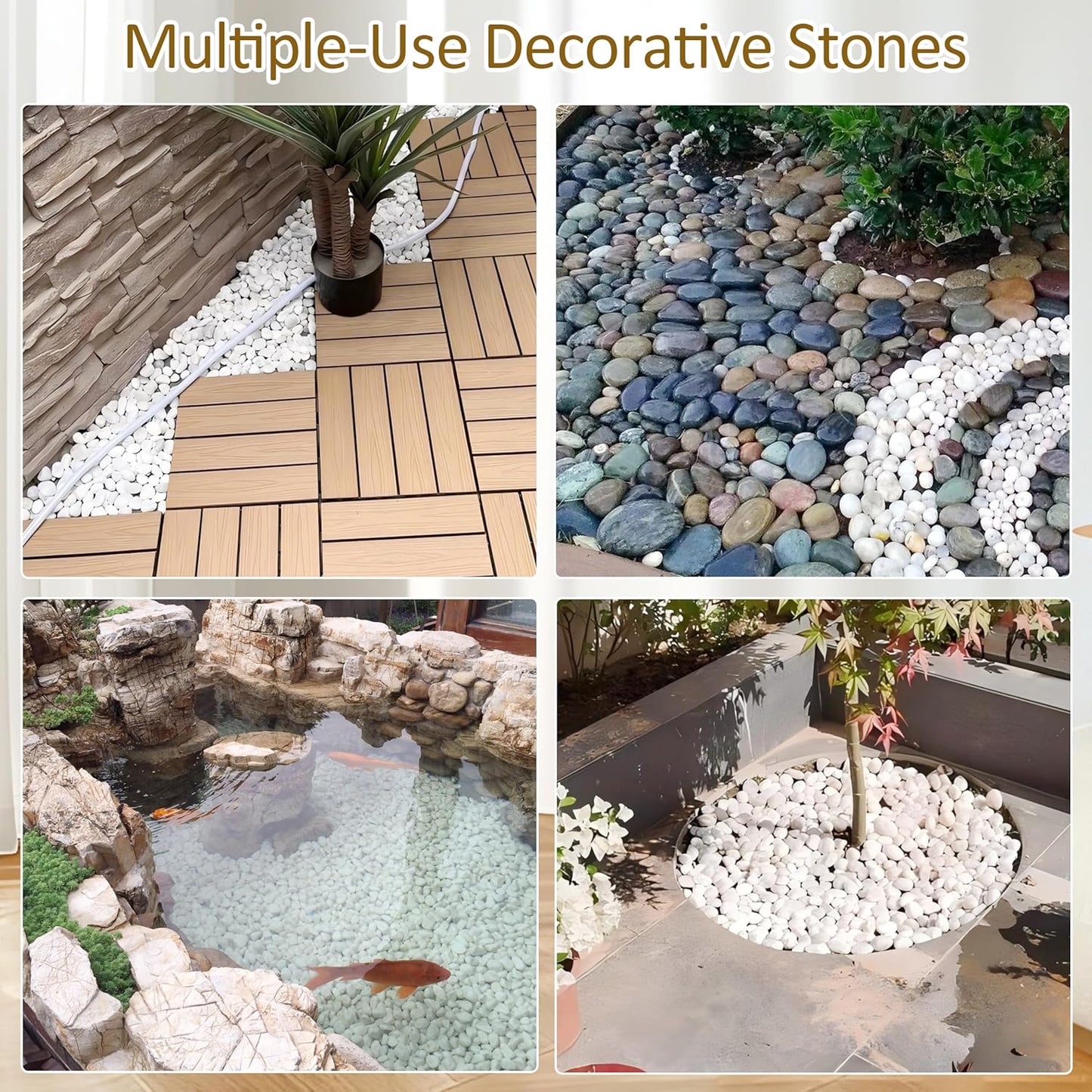 Sunnyglade 5LBS White River Rocks, 2-3 Inch Natural Pebbles for Indoor Plants, High Polished Decorative Stones Vase Filler Fish Tank Aquariums Landscaping Garden Outdoor and Indoor DIY (5 Pounds)