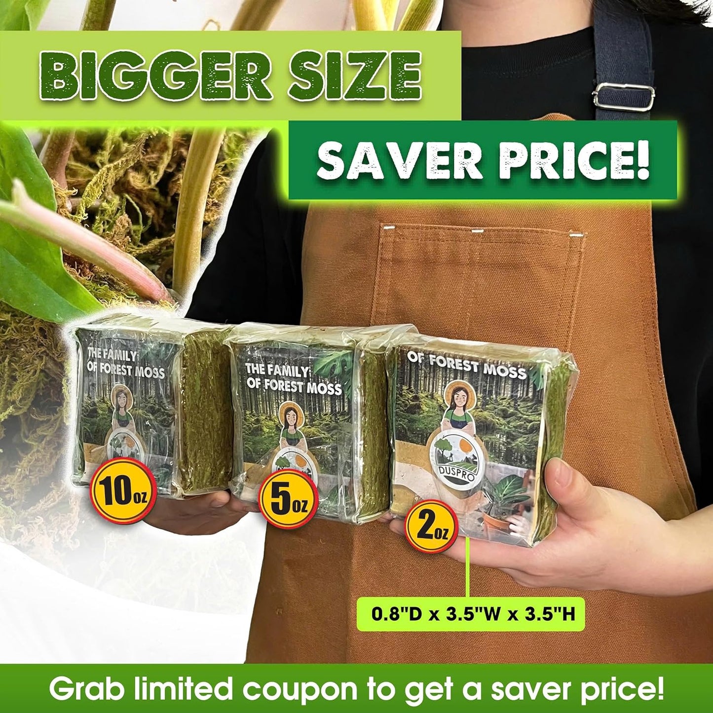 DUSPRO Dried Moss for Potted Plants, Forest Orchid Moss for Potting Mix, Sphagnum Potting Moss for Plants Indoor, Real Moss Soil Cover for Houseplant (5 OZ)