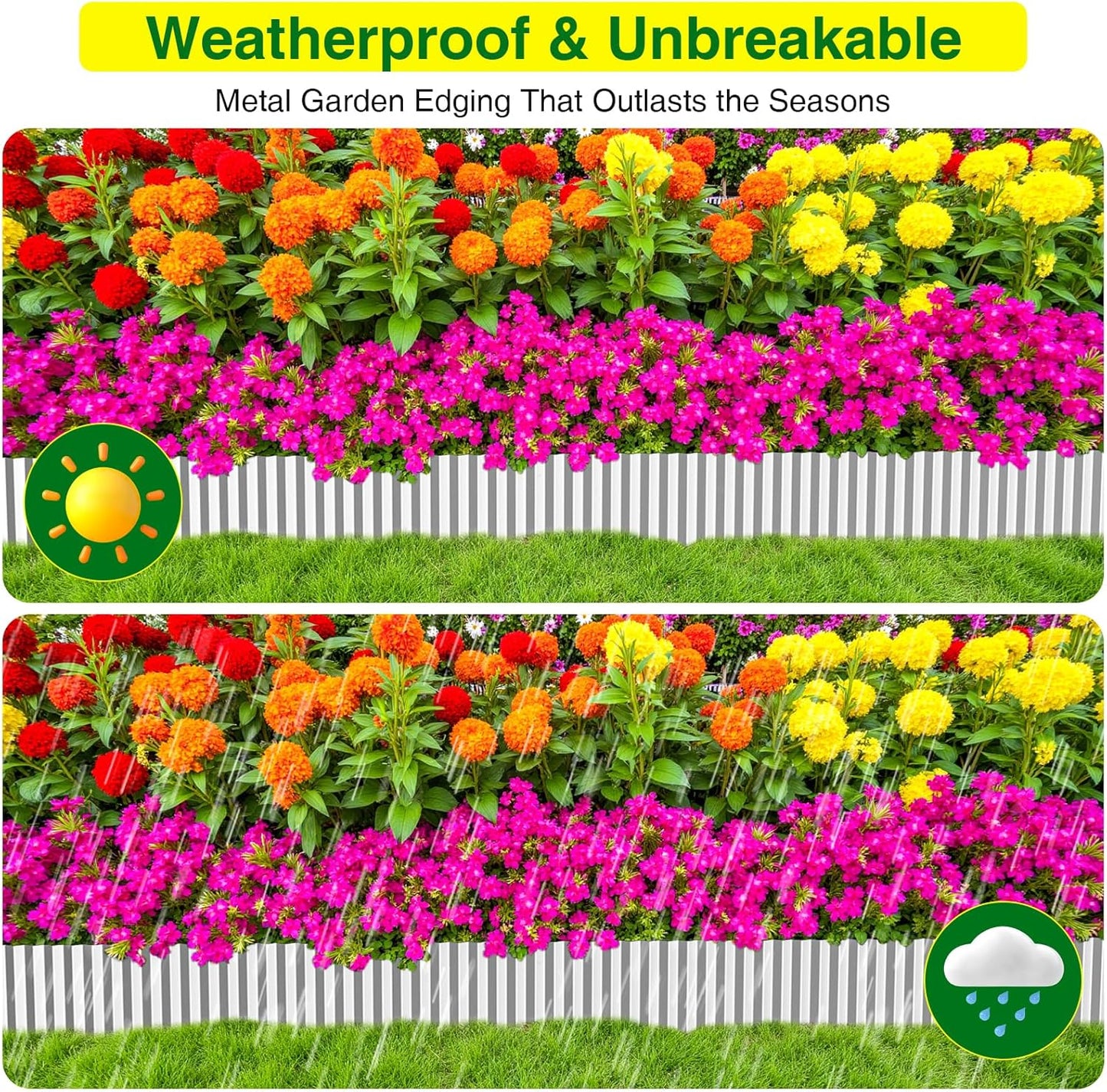 MIXC Corrugated Metal Garden Edging, Landscape Border for Lawn, Flower Bed & Paver (Silver, 6 Inch × 25FT)