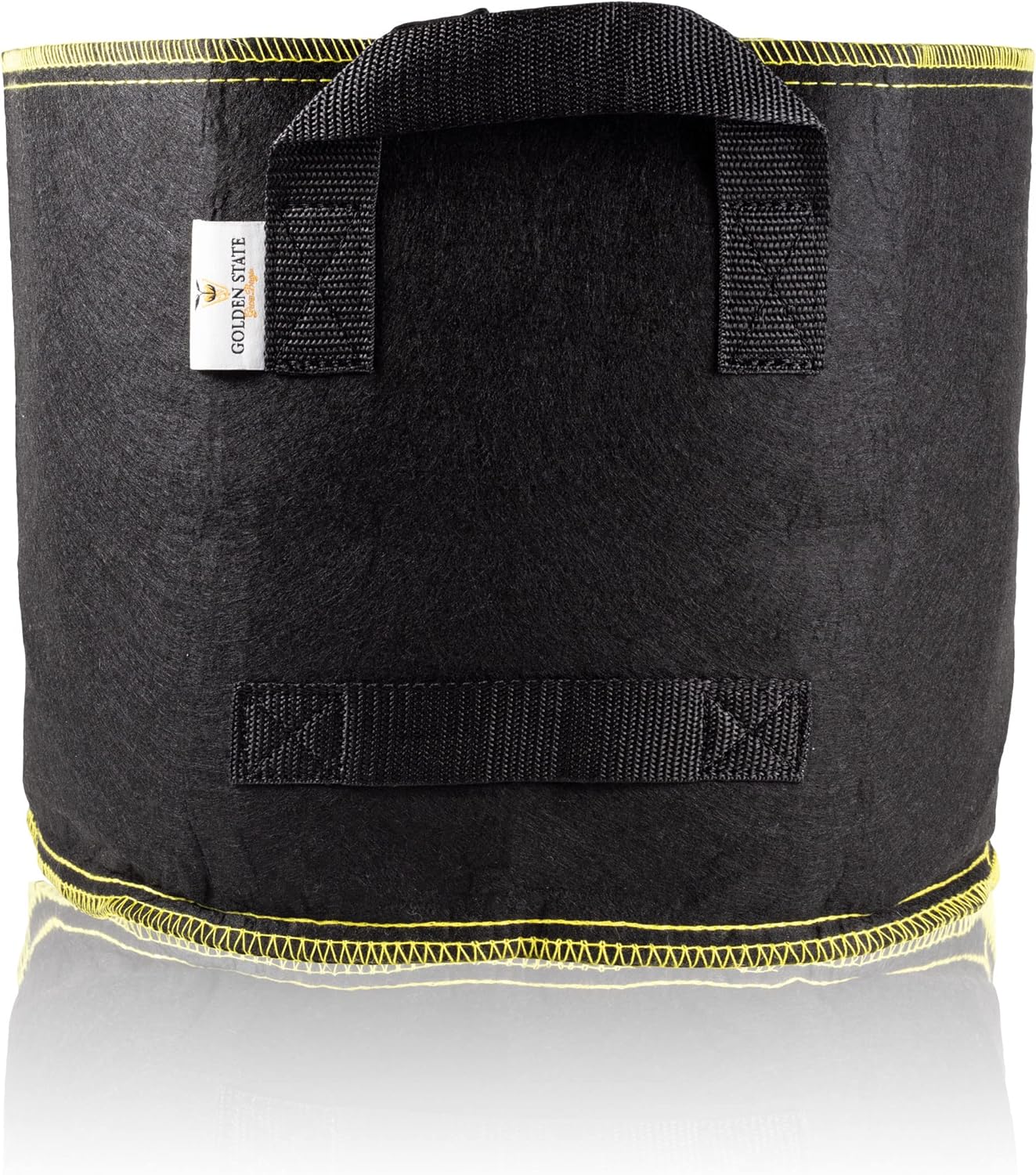 Grow Bags: 5-Pack (Size: 20 Gallon): 300gsm Black Felt Fabric w/Yellow Stitch, Biodegradable and eco-Friendly Material. (Handles + Dumping Handles-pat.Pend).