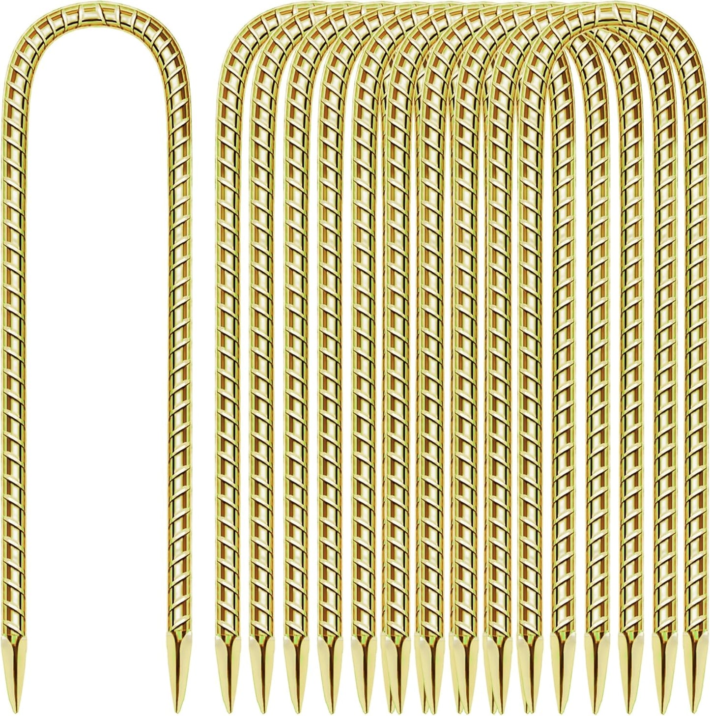 11 Pack 12 Inch Rebar Stakes Anti-Rust Galvanized Steel U Shape Hook Strong Ground Anchors for Tents, Position Kits, Fences, Trampolines Landscape Fabric for Farm Garden
