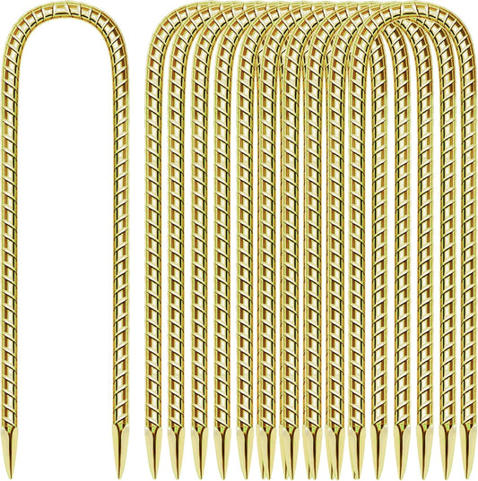 11 Pack 12 Inch Rebar Stakes Anti-Rust Galvanized Steel U Shape Hook Strong Ground Anchors for Tents, Position Kits, Fences, Trampolines Landscape Fabric for Farm Garden