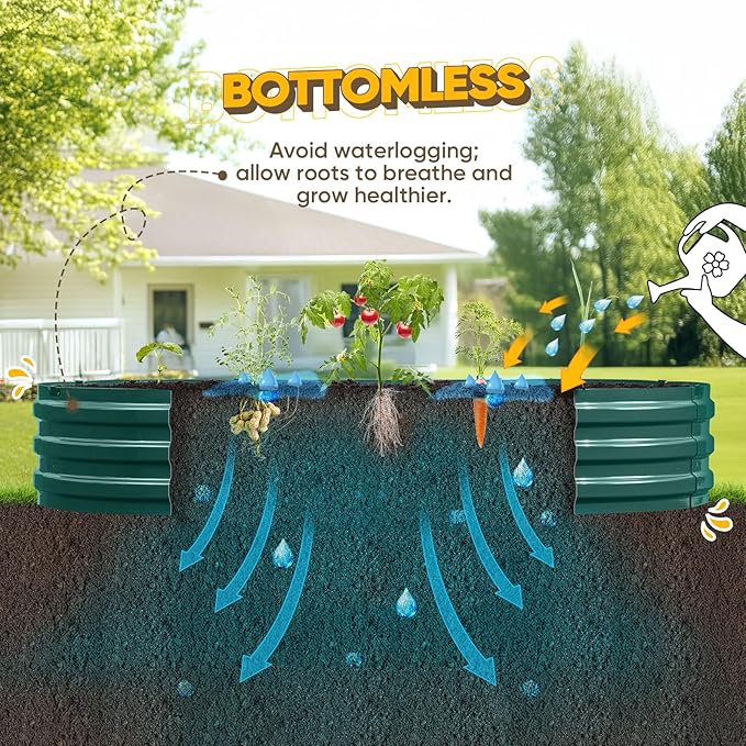 KING BIRD Raised Garden Bed Kit 2025 Upgraded Quick-Setup Galvanized Planter Garden Box Outdoor for Gardening, Vegetables, Flowers, 74x36x12 in, Green 2PCS