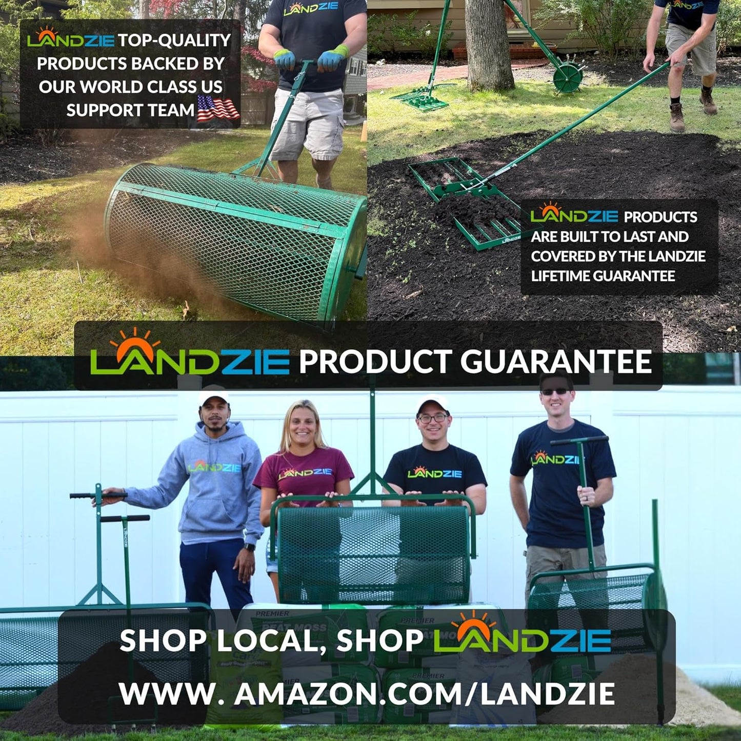 LANDZIE - The Original Lawn Leveling Rake – 36" Steel Handle Yard Leveler, Lawn Level Tool for Creating a Flat Surface - Works for Soil, Dirt, Topdressing, and Ground