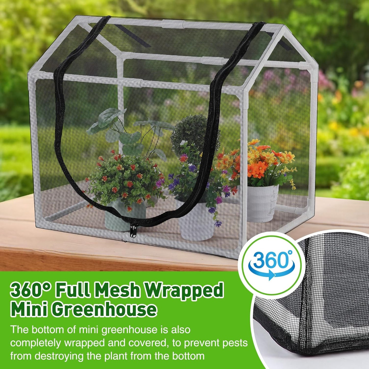 Mesh Plant Cover from Animals, 23.62"x15.75"x19.69" Heavy Duty Mesh Plant Cover for Cats, Bird and Pest, Full Enclosure Netting Guard for Vetgetable Fruite Protection Indoor/Outdoor Garden