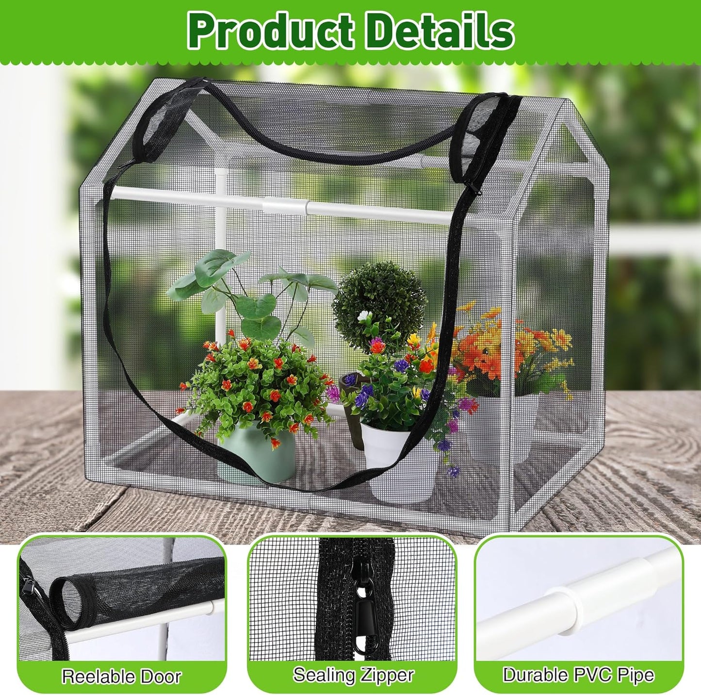Mesh Plant Cover from Animals, 23.62"x15.75"x19.69" Heavy Duty Mesh Plant Cover for Cats, Bird and Pest, Full Enclosure Netting Guard for Vetgetable Fruite Protection Indoor/Outdoor Garden