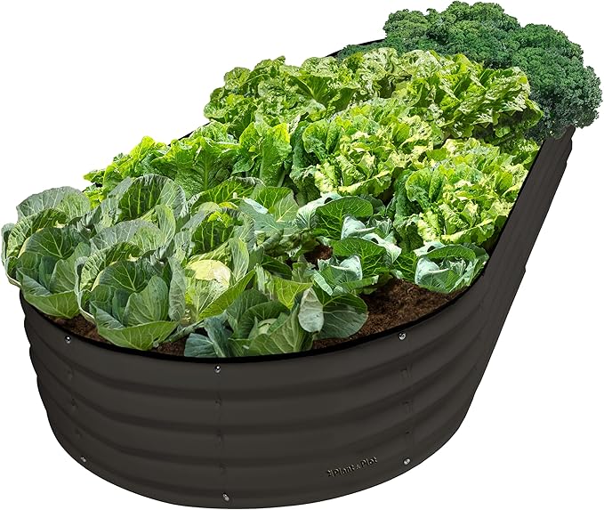 Galvanized Raised Garden Beds Outdoor // 8×4×1 ft Planter Raised Beds for Gardening, Vegetables, Flowers // Large Metal Garden Box // Patented Tool-Free Design (Black)