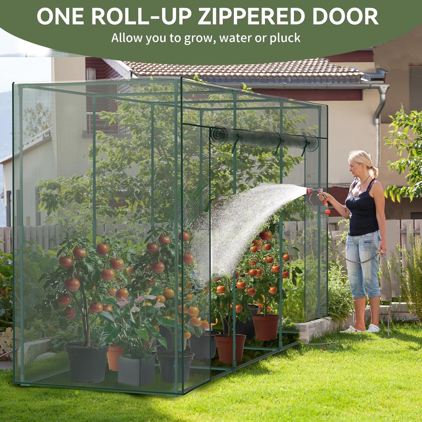 Crop Cages for Garden Plant, 9.8x3.3x6 Ft Plant Protection Tent with Zippered Door, Raised Bed Cover, Garden Bed Cover with Frame, Wind-Resistant Plant Cages for Outdoor Plants Vegetable Flower