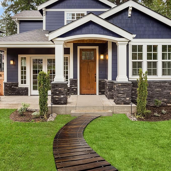 RELIANCER 6' Wooden Garden Pathway,Outdoor Roll Out Cedar Curved Walkway,Patio Path Decorative Garden Boardwalk Walkways,Weather-Resistant Roll Up Beach Wood Road Floor,Wedding Party Pathways