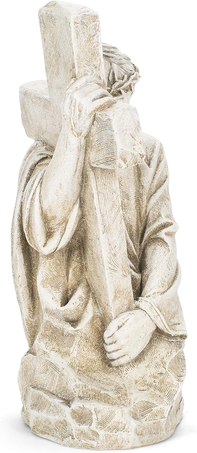 Joseph's Studio by Roman, Jesus Holding a Cross Garden Statue, Religious Outdoor Decor