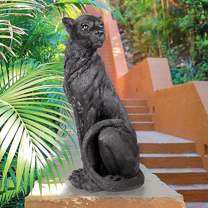 Design Toscano Pensive Panther Black Jaguar Statue