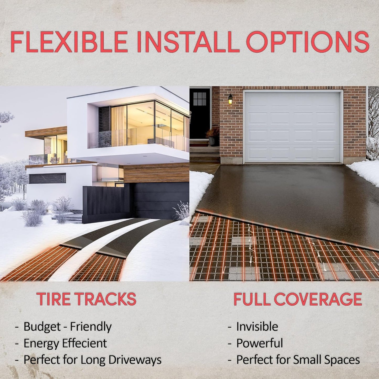 Electric Snow and Ice Melting Underground Cable 188 feet, Covers 62 sqft at up to 38 Watts/sqft, 120V – Radiant Heated Driveways, Walkways, Stairs – Installs Under Concrete, Asphalt, or Pavers