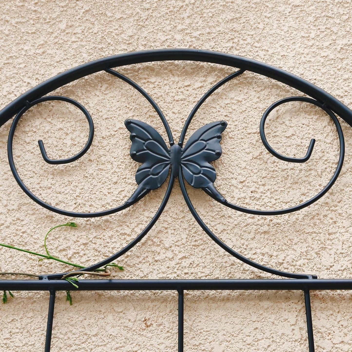 4 Pack Metal Garden Trellis for Climbing Plants, 86.7" Tall Rustproof Outdoor Trellis Panel with Line Butterfly Design, Decorative Black Iron Plant Support for Vine, Rose, Flower, Garden Wall