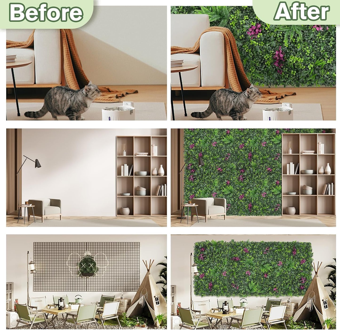 Greenery Grass Wall Boxwood Plant Roll: 72"x128"(64 SQFT with UV Resistant Green Leaves Faux for Interior Panel, Greenery Backdrop,Garden and Indoor Outdoor Wall&Fence Covering Privacy