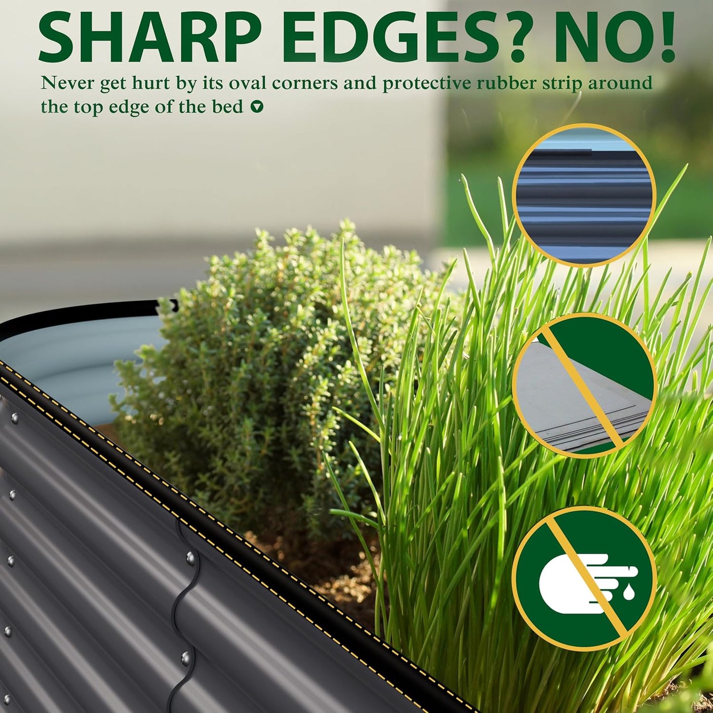 MUPATER 6x3x2FT Raised Garden Bed Outdoor for Vegetables, 9-in-1 Galvanized Steel Planter Box with 2 Support Rods, 24''H Modular Garden Bed Kit Oval for Herbs and Flowers, Garden, Gray