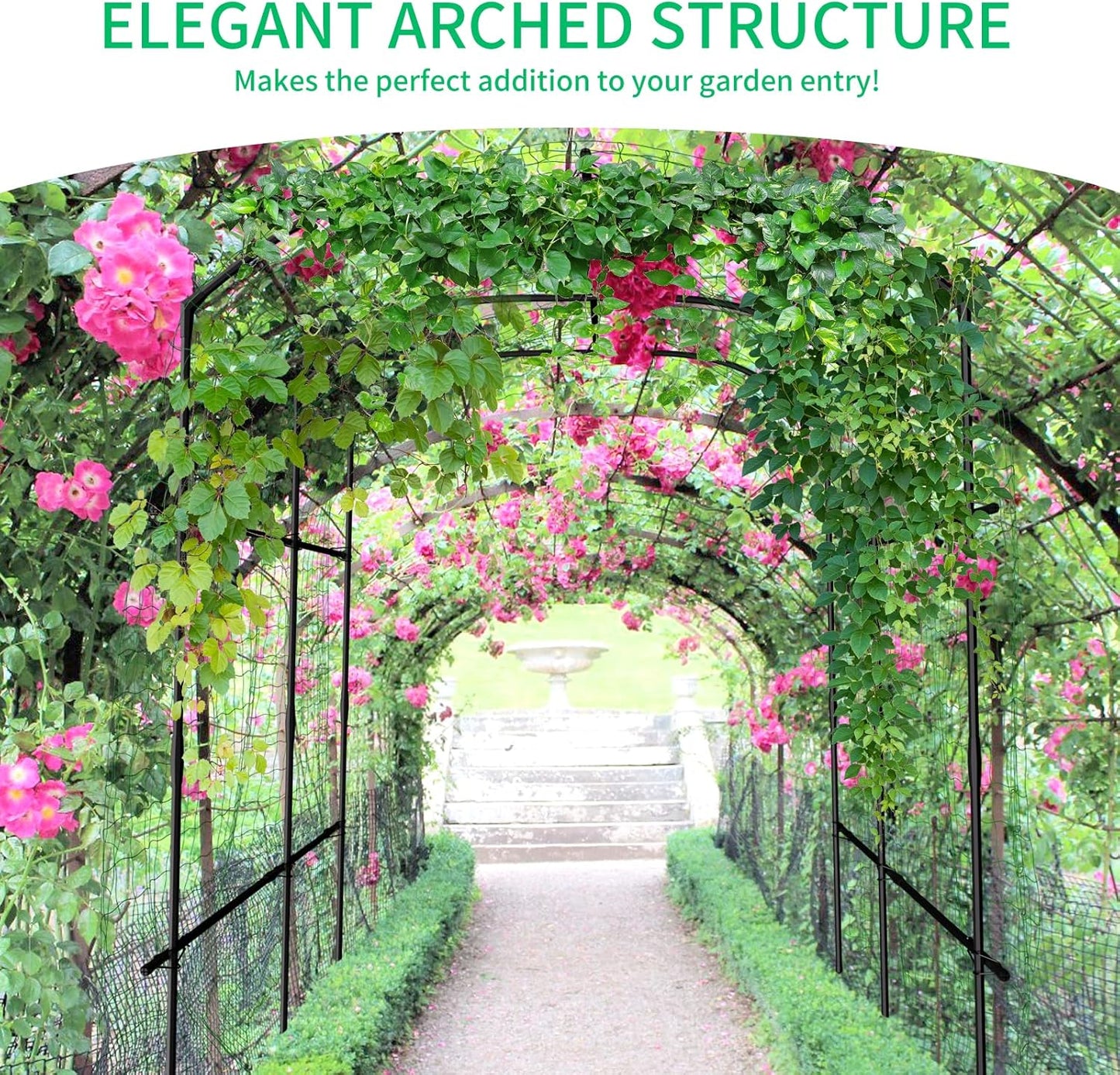 DoCred Tall Garden Arch Trellis for Climbing Plants, 87in Tall Metal Plant Support Trellis Archway for Climbing Vine Vegetable/Fruit/Flower Outdoor Yard Lawn Garden Arch Tunnel Trellis