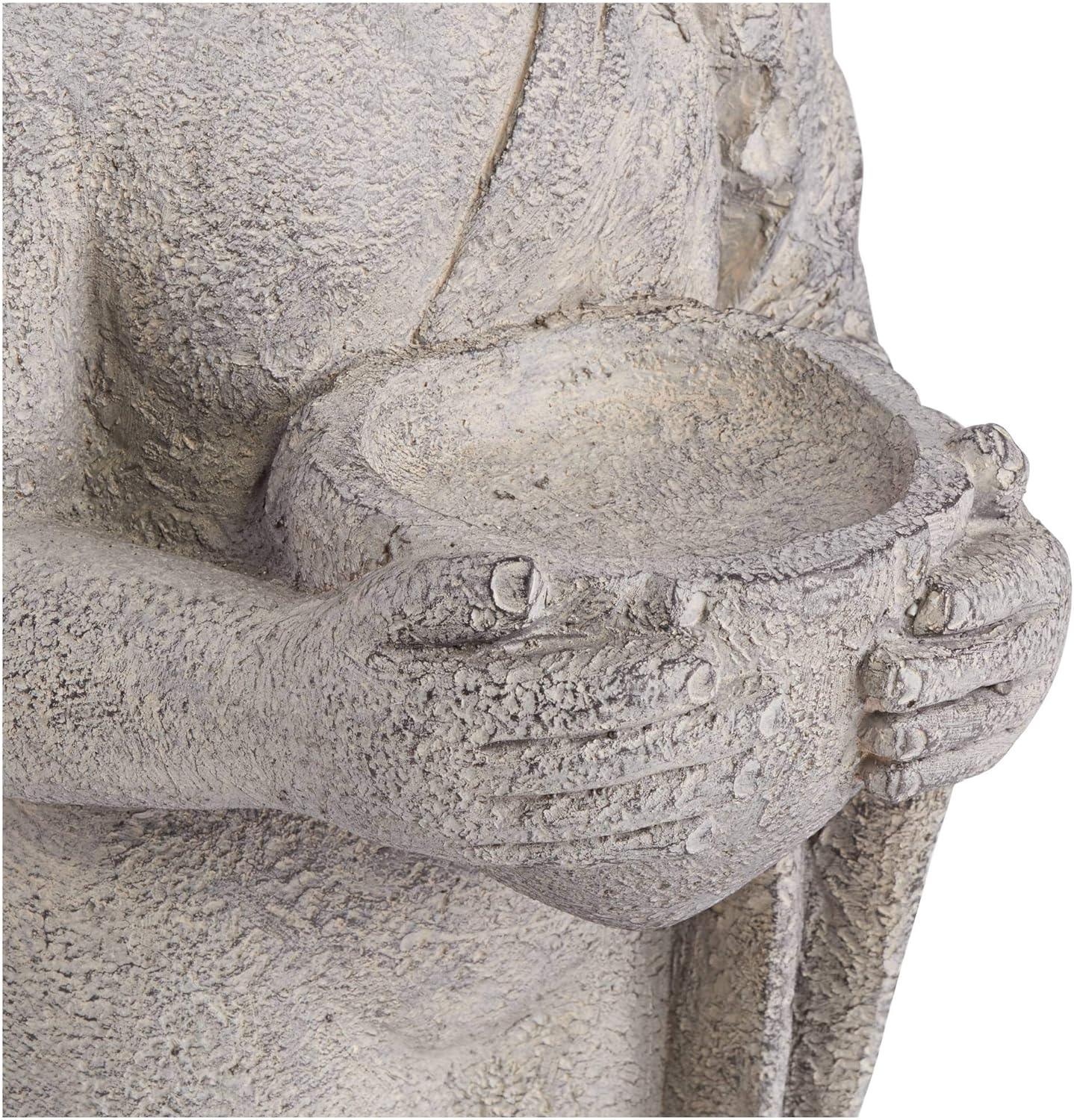 John Timberland Standing Buddha Statue Sculpture Zen Asian Japanese Garden Decor Indoor Outdoor Front Porch Patio Yard Outside Home Balcony House Exterior Lawn Gray Faux Stone Resin 32" Tall