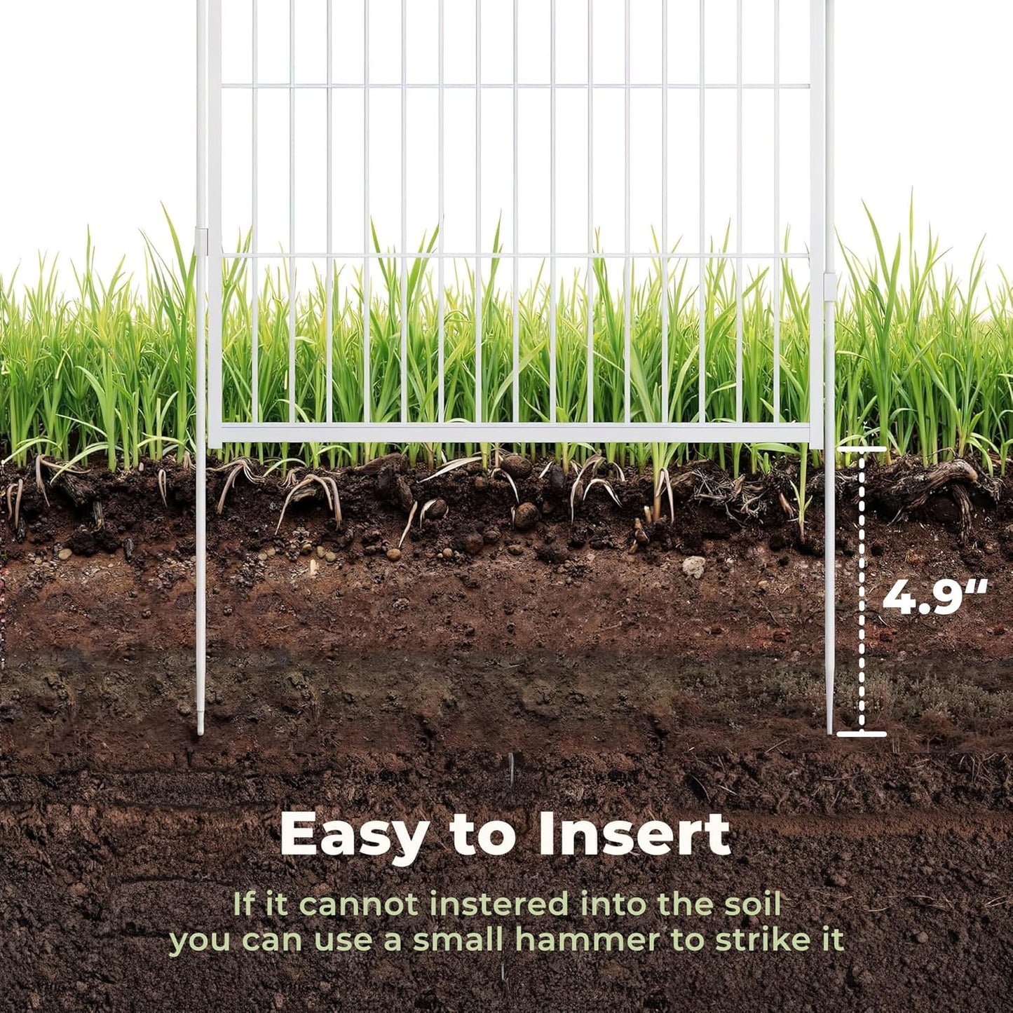 Decorative Garden Fence with Gate 24 in(H) x 22.2 ft(L) 12 Panels, Heavy Duty Metal Animal Barrier Fence for Yard, Flower Bed Fencing, Garden Border Fence, Easy Set Up, White