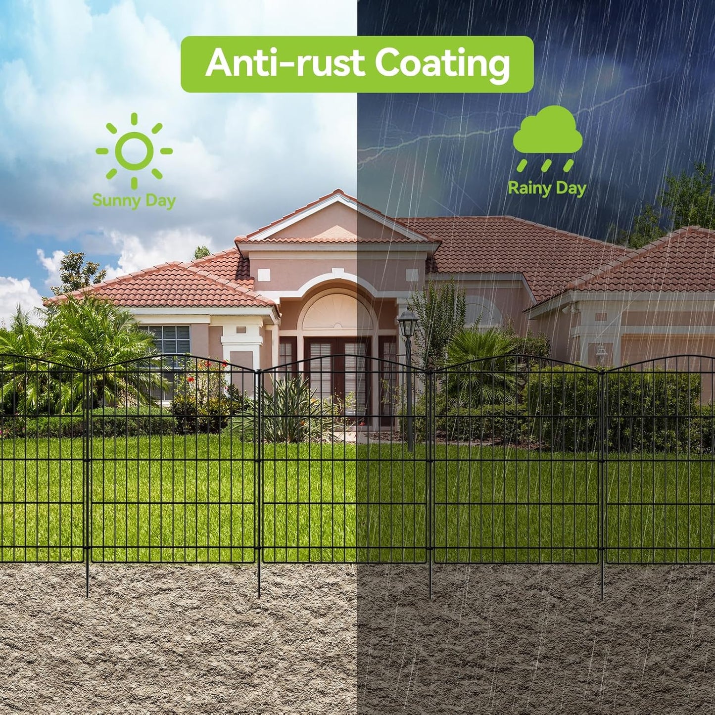 INJOPEXI Garden Fence 6 Panels 11.8ft (L)×30in (H) Decorative Garden Fences with 6 Panels Rustproof Wire No Dig Garden Fence Animal Barrier Fencing Outdoor for Backyard Patio - Without Fence Gate