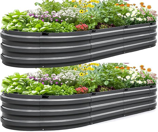 KING BIRD Raised Garden Bed Kit 2025 Upgraded Quick-Setup Galvanized Planter Garden Box Outdoor for Gardening, Vegetables, Flowers, 74x36x12 in, Dark Grey 2PCS