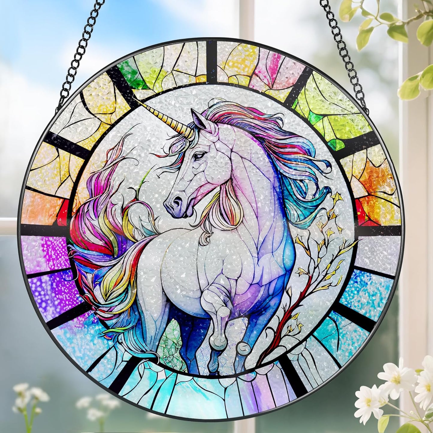 Stained Glass Window Hanging, Stained Glass Suncatcher, Unicorn Sun Catcher, Window Decor, Unicorn Gift, Gifts for Mothers Day, Christmas or Birthday Gift, Gifts for Her Mom Grandmother Daughter