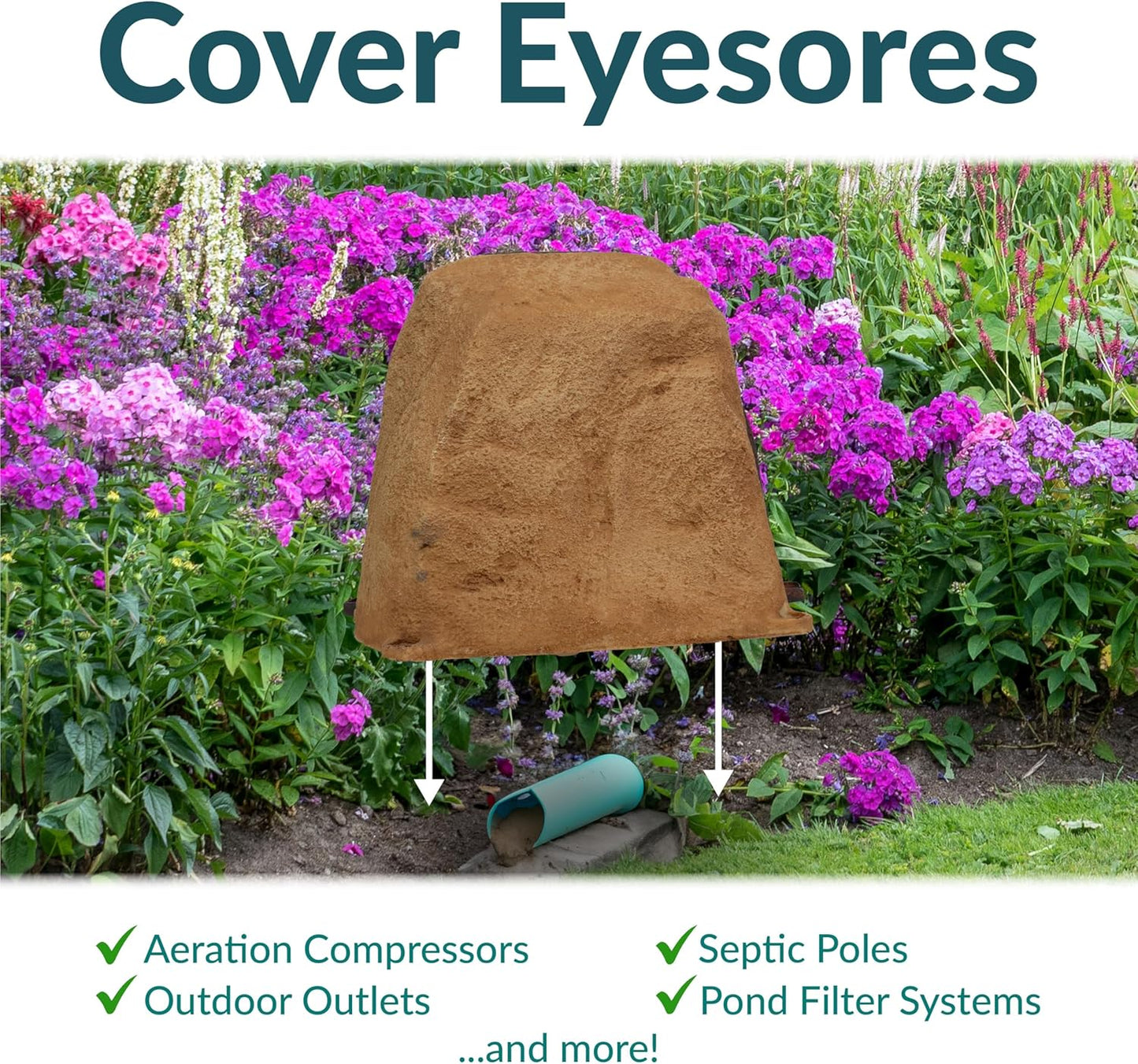 Sunnydaze 11" H Polyresin Faux Landscape Rock Cover - Lightweight Fake Rock Well Pump Cover for Outside - Sand