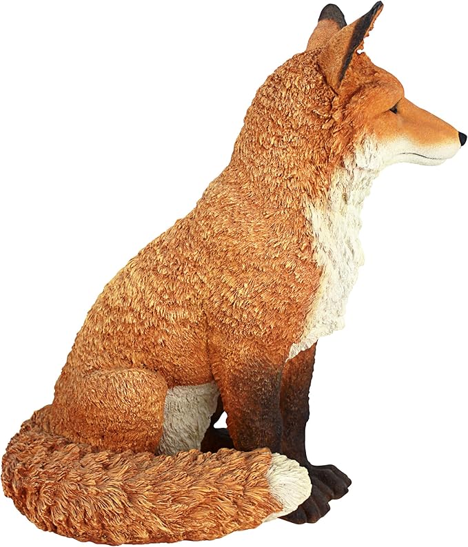 Design Toscano Simon The Woodland Fox Indoor/Outdoor Garden Statue for Patio, Pool or Lawn, 18 Inch Tall, Cast Stone Resin, Red Orange Paint