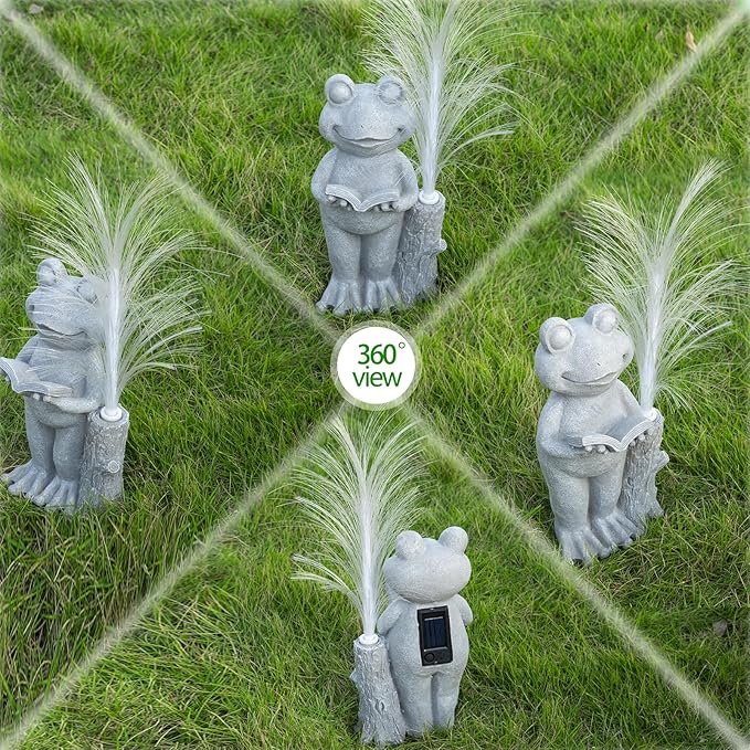 Solar Frog Garden Statue with Color-Changing Lights, Frog Figurine Garden Decor, Outdoor Lawn Decor for Patio, Yard, Balcony, Perfect Gardening & Housewarming Gifts for Women, Mom, Grandma