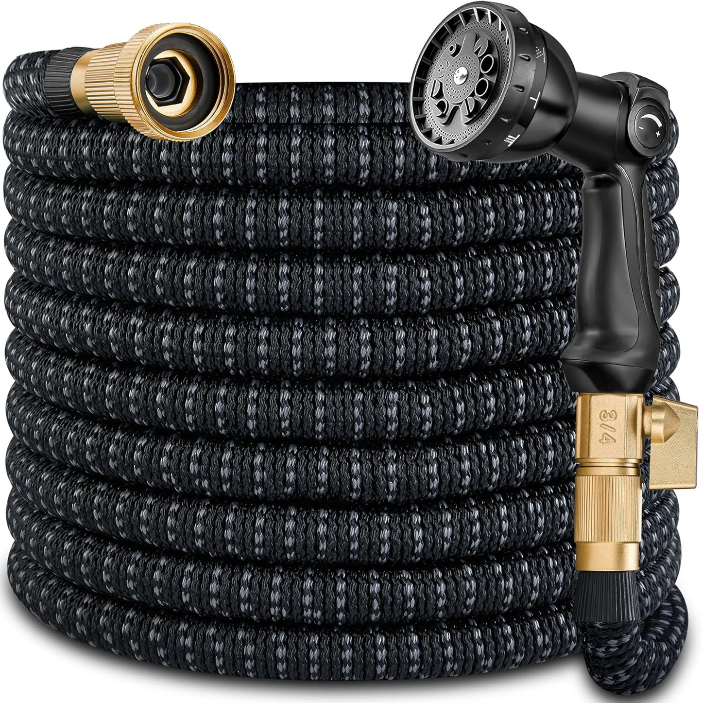 50 FT Garden Hose Expandable Hose-2025 Upgraded Flexible Water Hose, Car Wash Hose with Extra-Strong Brass Connectors,Superior Strength-4-Layers Latex - Kink-less Lightweight Expanding Hose