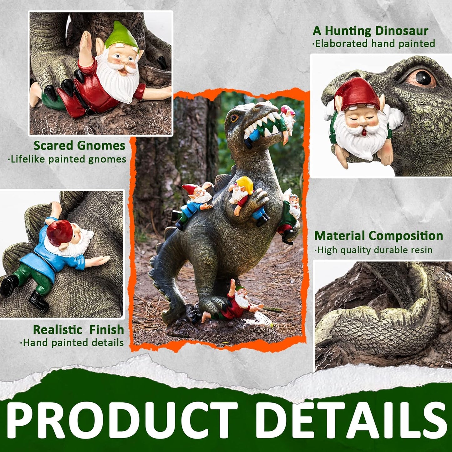 Dinosaur Gnomes Garden Statues Garden Decor Yard Decorations Outdoor, Patio, Yard, Lawn Ornaments Unique Housewarming Gifts for Women, Mom for Mothers Day