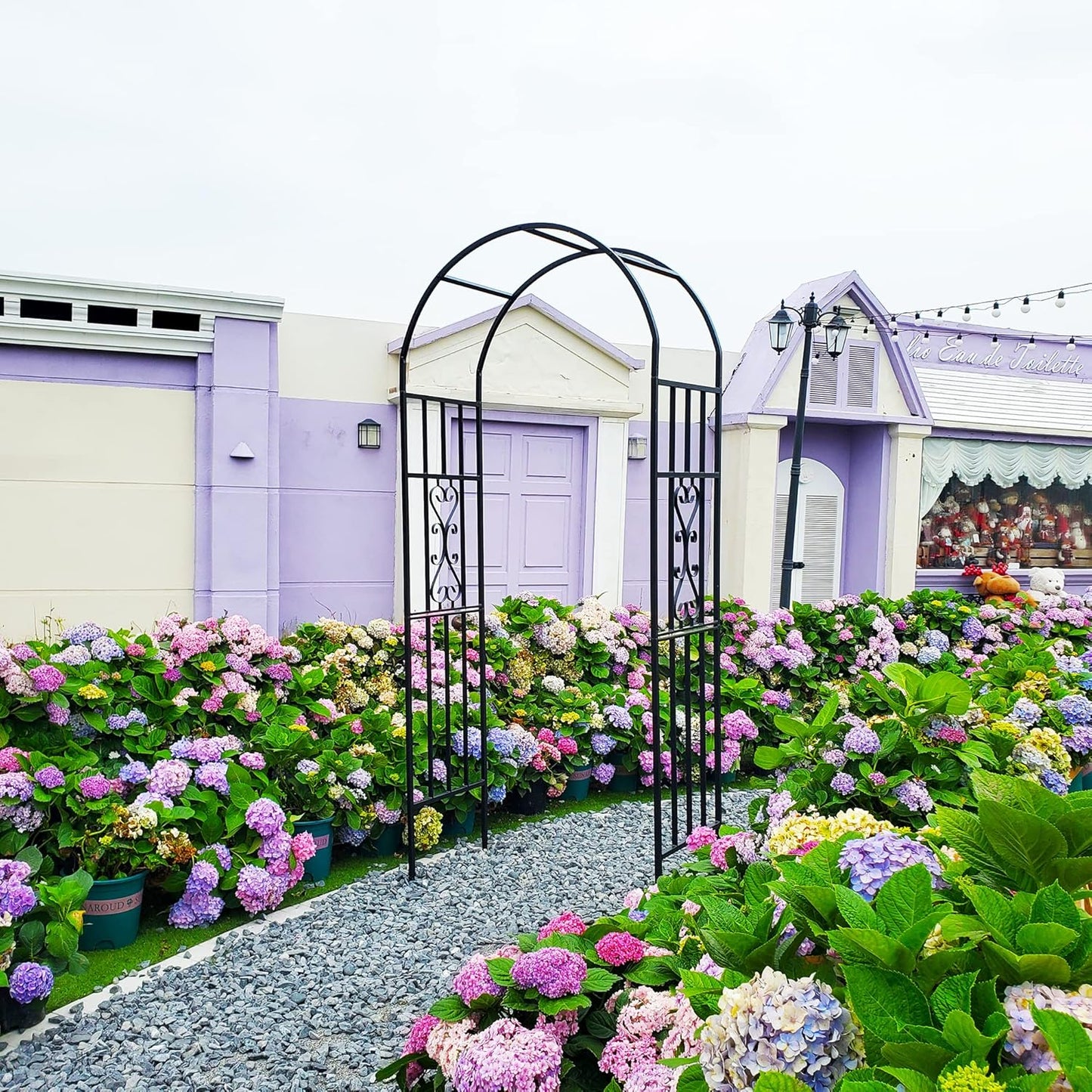 Metal Pergola Arbor, 100" H x 45" W Garden Arch Archway for Wedding Ceremony Party Curved Iron Plants Trellis Stand Use for Outdoor Garden Climbing Plants