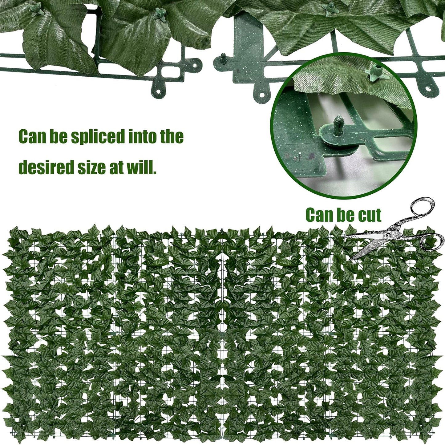 Artificial Ivy Privacy Fence Screen, 128 "x 48" (43 Sqft) Anti-Ultraviolet Artificial Hedge Grass Wall, Used for Indoor and Outdoor Green Background, Garden Greening Decoration