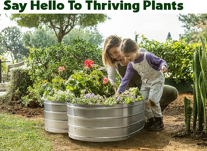 Galvanized Raised Garden Beds Outdoor // Planter Raised Beds for Gardening, Vegetables, Flowers // Large Metal Garden Box (Silver) // Patent Pending Tool-Free Assembly