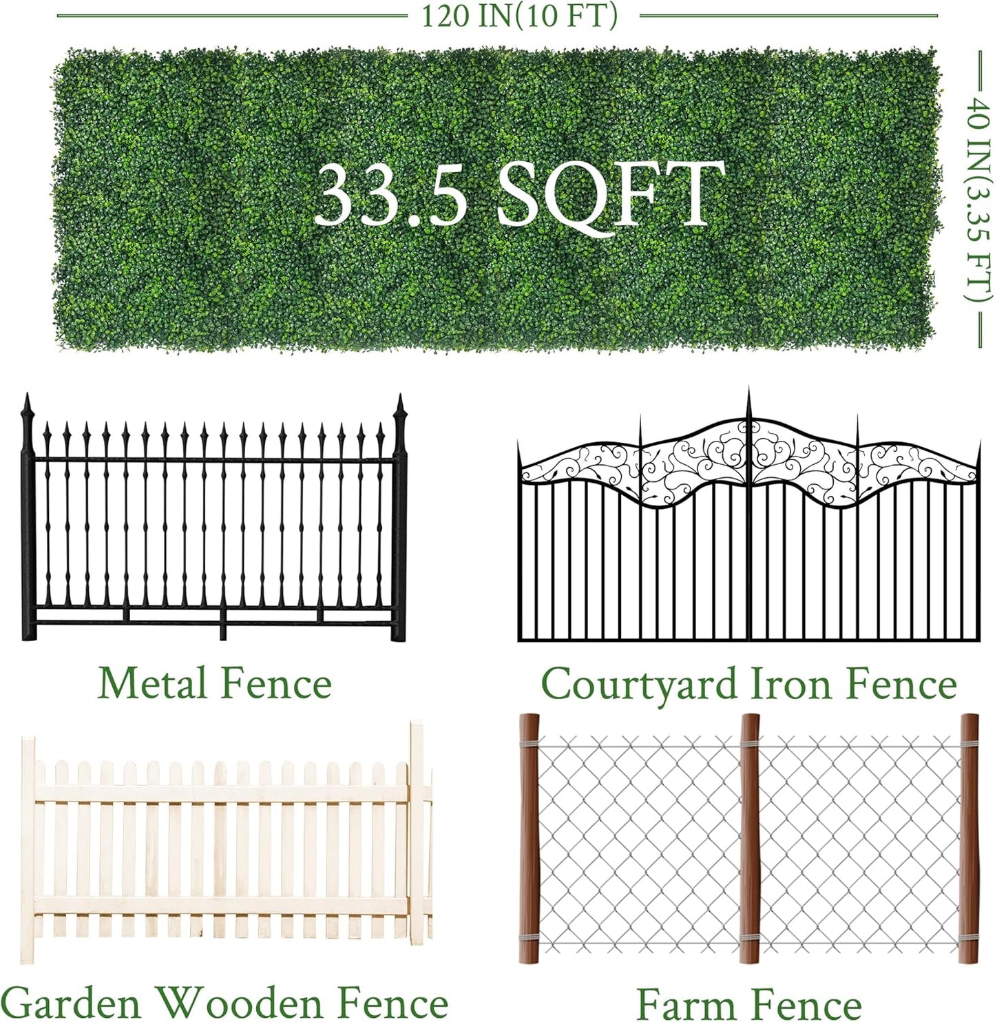 Artificial Ivy Privacy Fence Screen:40"x 120" (34 SQFT) 4-Layer Leaf UV-Anti Faux Greenery Boxwood Backdrop Ivy Vine Leaf Fence Panels for Outdoor, Indoor, Garden,Backyard and Decor