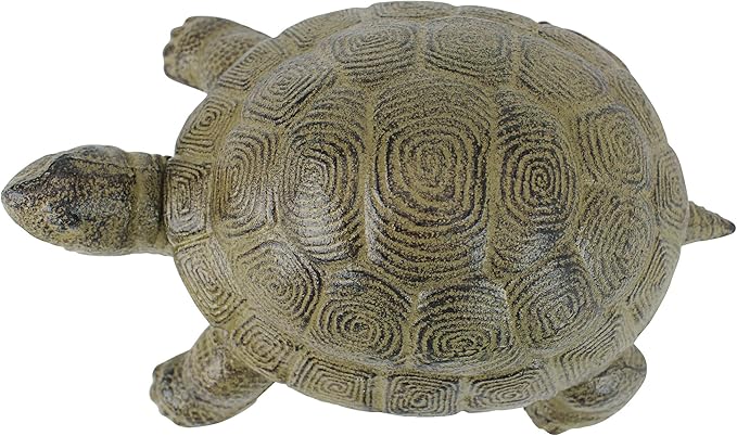Design Toscano Aesop's Turtle Ornament Garden Tortoise Animal Statue, 10 Inches Wide, Cast Iron, Verdigris Finish