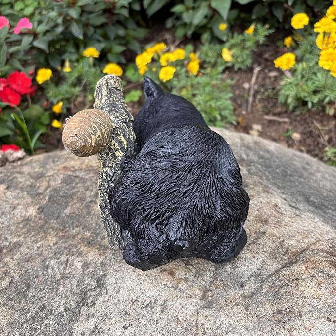 Black Bear Cub Tree Hugger Decor Outdoor Sculpture, Baby Bear Hanging Up a Tree Statue Garden Peeker, Adorable Cute Resin Tree Hugger Bear Face for Gifts and Garden Decor