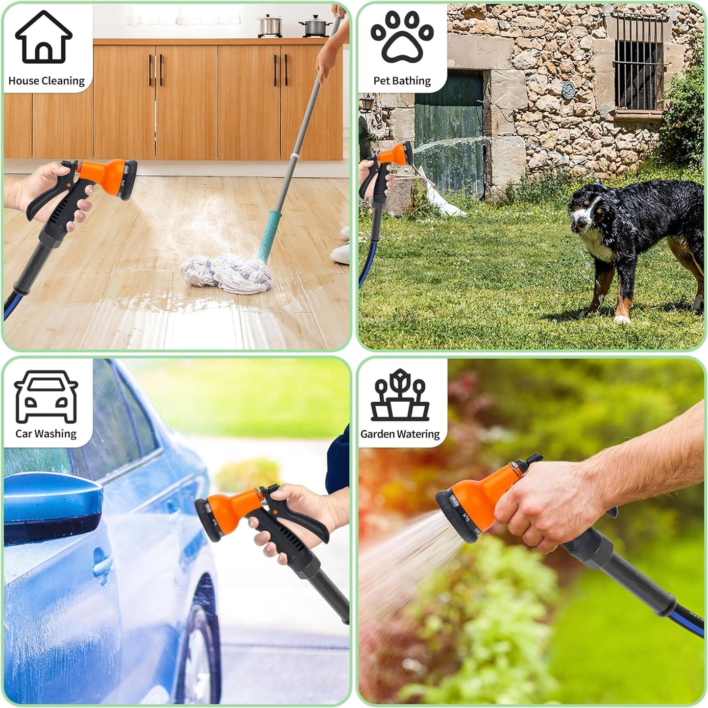 75 FT Garden Hose, Flexible No Kink Heavy Duty Garden Water Hose Flex Copper Bullet Collapsible Washer Rubber Hose 5/8" Soft Lightweight Outdoor Waterhose Manguera Para Jardin