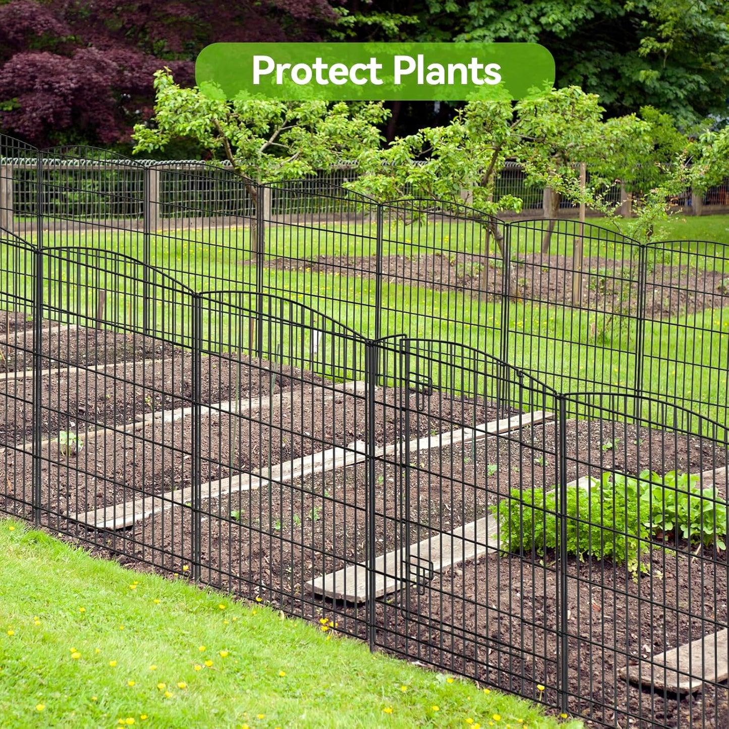 INJOPEXI Decorative Garden Fence 6 Panels 13ft (L)×36in (H) Animal Barrier Fences with 5 Panels + 1 Gate, No Dig Garden Fencing Rustproof Metal Wire Temporary Rabbit Dog Fence for Patio Outdoor Yard