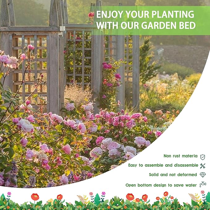 EKX 8x4x1FT Galvanized Raised Garden Bed, Raised Garden Bed Kit-Metal Planter Box Outdoor,Planting for Vegetables, Fruits,Herbs, Flowers-Slive