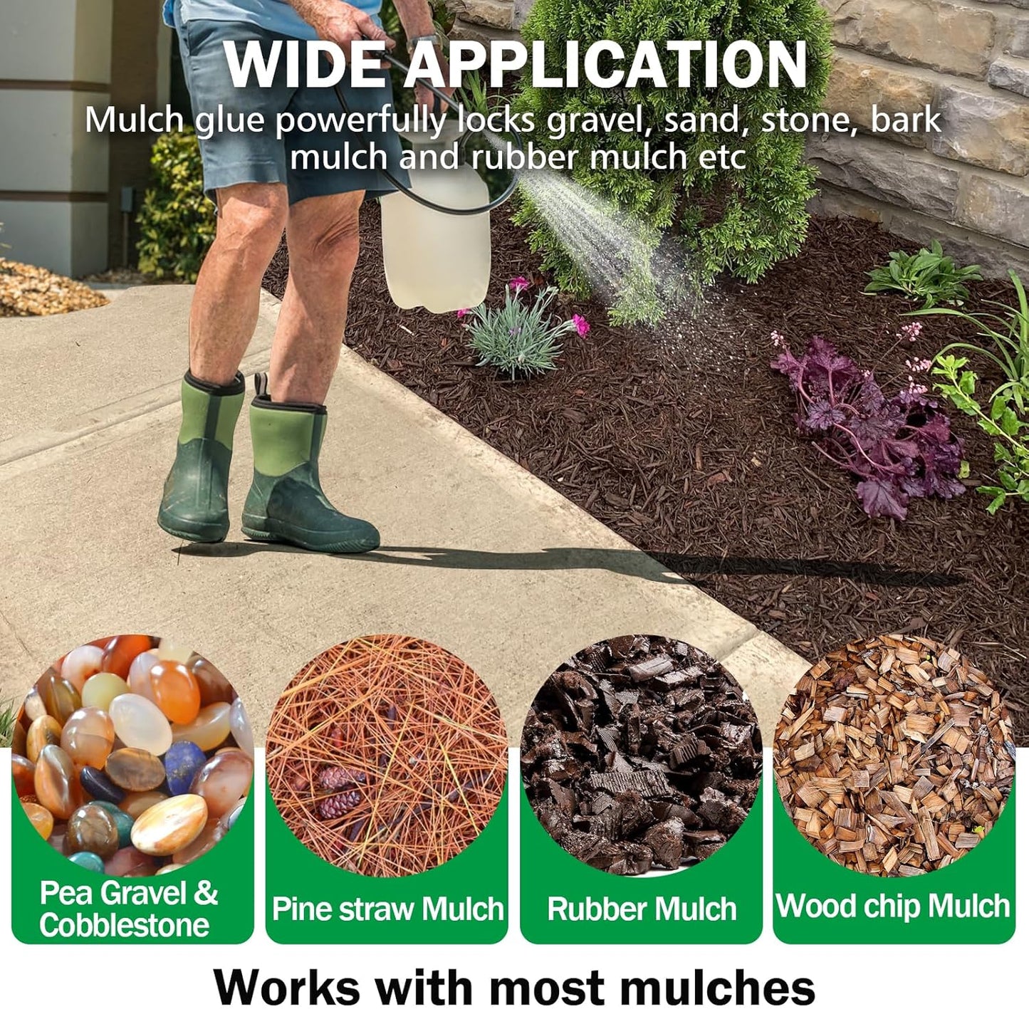 Mulch Glue for Landscaping, 88 0Z Rock Glue,Fast-Dry No-Toxic Long-Lasting Strong Pebble Binder, Pine Straw for Outdoor, Mulch Lock for Cypress, Lawn, Garden,Landscape Edging