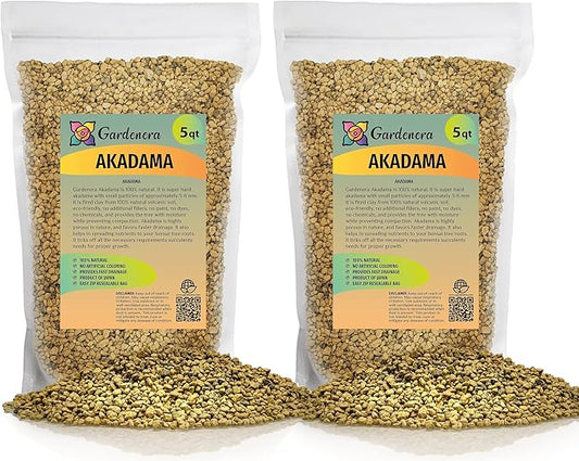 Pure Hard Akadama - 10 Quart - Small Grain for Cactus, Bonsai Plants Soil Amendment, Prevent Over Water, Provides Optimal Water Retention, Fast Drainage (2 Bags of 5 Quart)